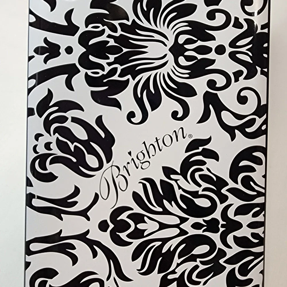Brighton Black White Damask Metal Storage Tin Watch Jewelry‎ Box Organizer 9